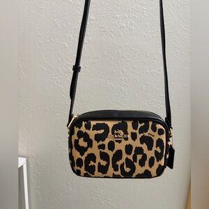 Coach Animal Print Crossbody Bag - Black and Tan